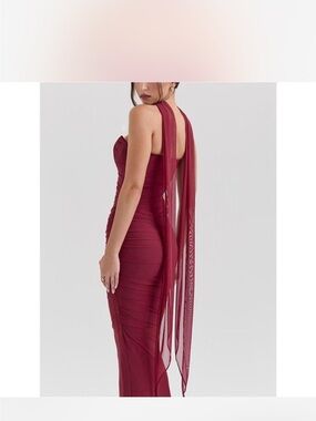 House of CB Wine Red Draped Maxi Dress